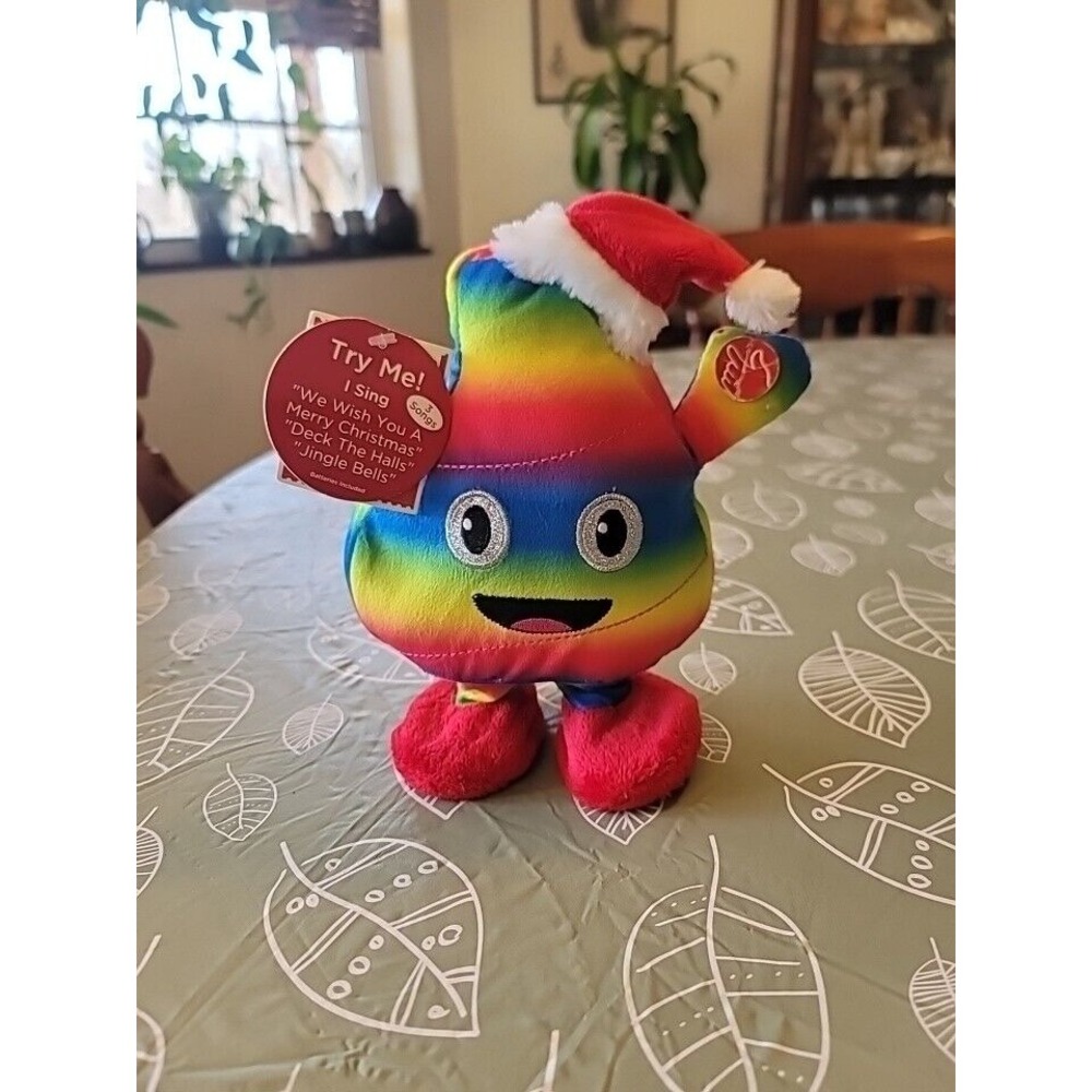 DanDee Rainbow Swirl Animated Dancing Singing SANTA Rainbow POOP EMOJI